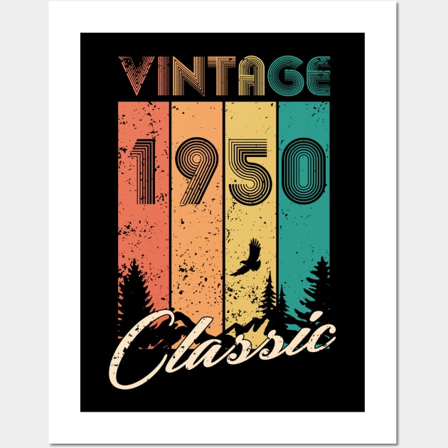 70th Birthday Gift 70 years Vintage 1950 Men Women Wall Art by CheesyB